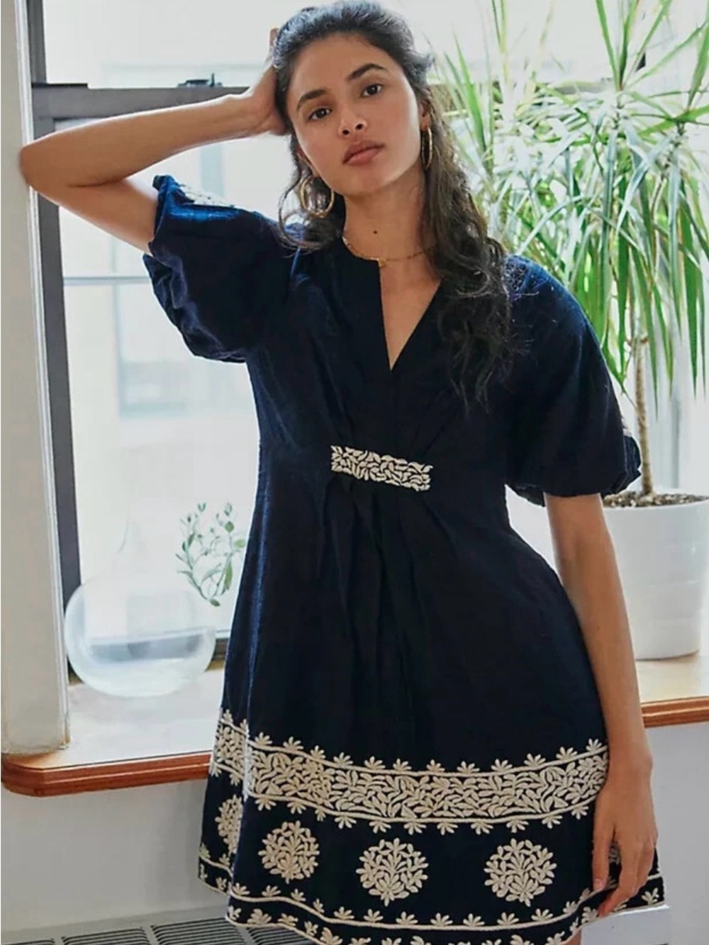 Anthropologie Orla Embroidered Mini Dress